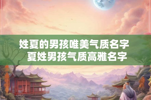 姓夏的男孩唯美气质名字  夏姓男孩气质高雅名字