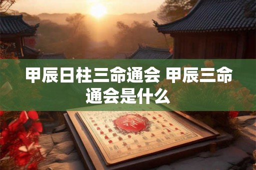 甲辰日柱三命通会 甲辰三命通会是什么