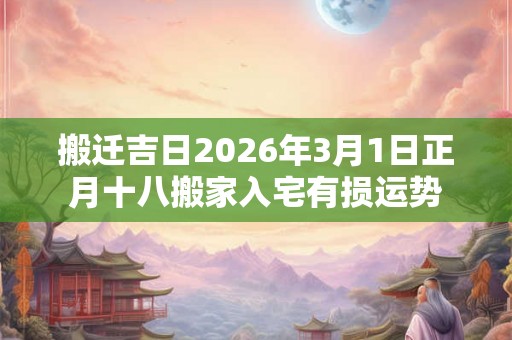 搬迁吉日2026年3月1日正月十八搬家入宅有损运势