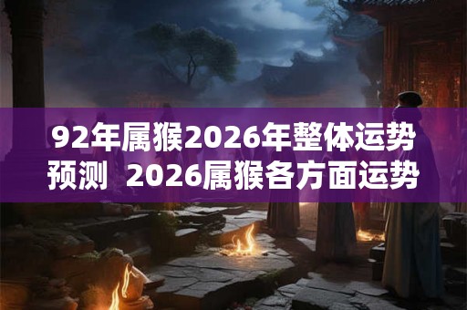 92年属猴2026年整体运势预测  2026属猴各方面运势