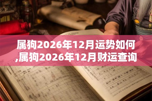 属狗2026年12月运势如何,属狗2026年12月财运查询
