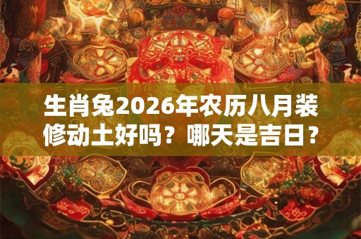 生肖兔2026年农历八月装修动土好吗？哪天是吉日？