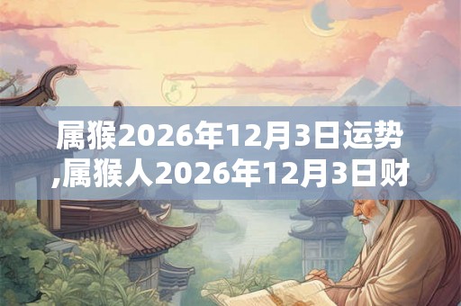 属猴2026年12月3日运势,属猴人2026年12月3日财运,生肖猴2026年12月3日运势