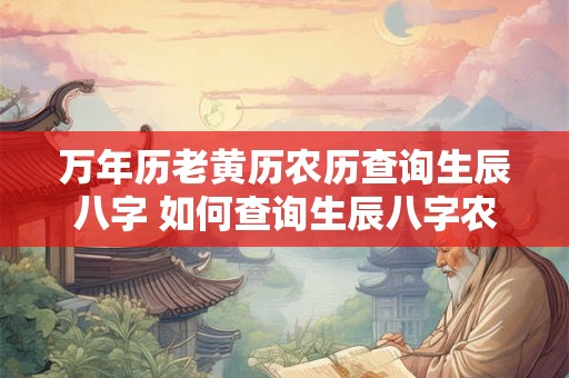 万年历老黄历农历查询生辰八字 如何查询生辰八字农历