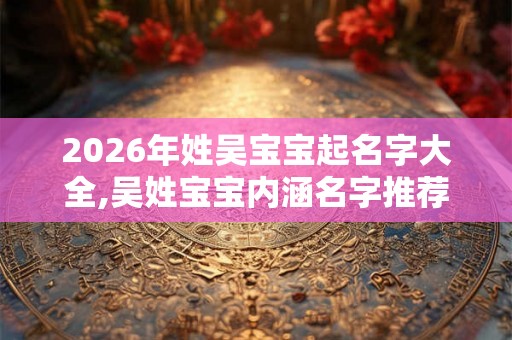 2026年姓吴宝宝起名字大全,吴姓宝宝内涵名字推荐！