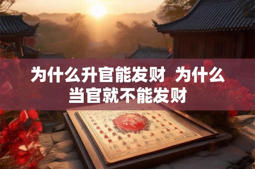 为什么升官能发财  为什么当官就不能发财