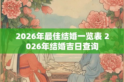 2026年最佳结婚一览表 2026年结婚吉日查询