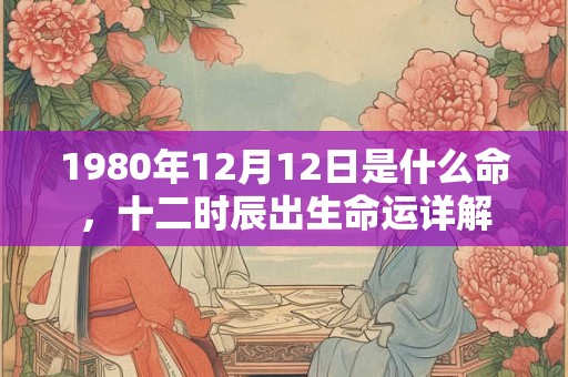 1980年12月12日是什么命，十二时辰出生命运详解