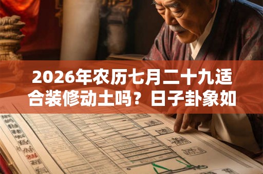 2026年农历七月二十九适合装修动土吗？日子卦象如何？