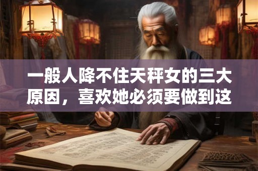 一般人降不住天秤女的三大原因，喜欢她必须要做到这一点
