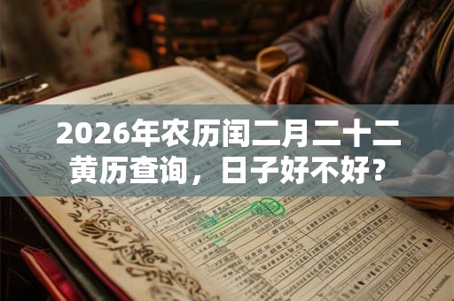 2026年农历闰二月二十二黄历查询，日子好不好？