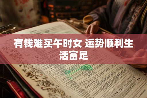 有钱难买午时女 运势顺利生活富足