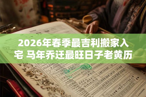 2026年春季最吉利搬家入宅 马年乔迁最旺日子老黄历