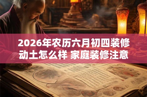 2026年农历六月初四装修动土怎么样 家庭装修注意什么