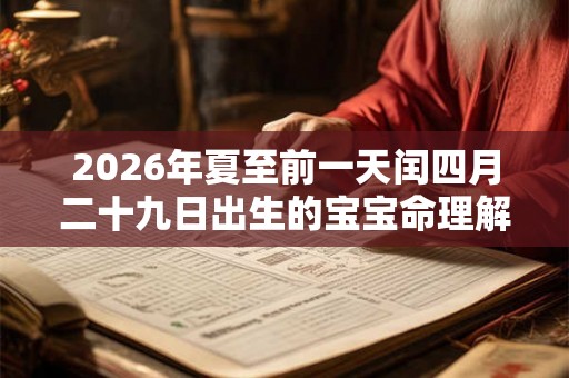 2026年夏至前一天闰四月二十九日出生的宝宝命理解析！