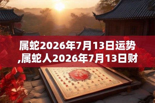 属蛇2026年7月13日运势,属蛇人2026年7月13日财运,生肖蛇2026年7月13日运势