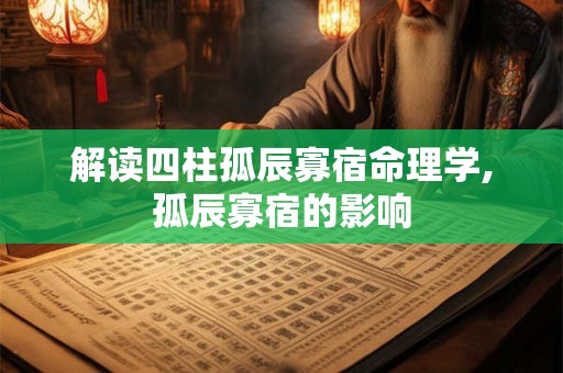 解读四柱孤辰寡宿命理学,孤辰寡宿的影响 解读四柱孤辰寡宿命理学,孤辰寡宿的影响