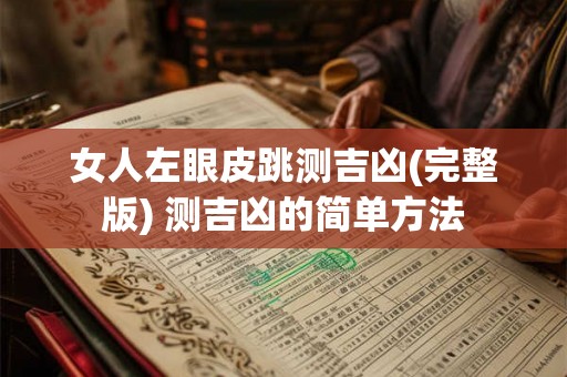 女人左眼皮跳测吉凶(完整版) 测吉凶的简单方法