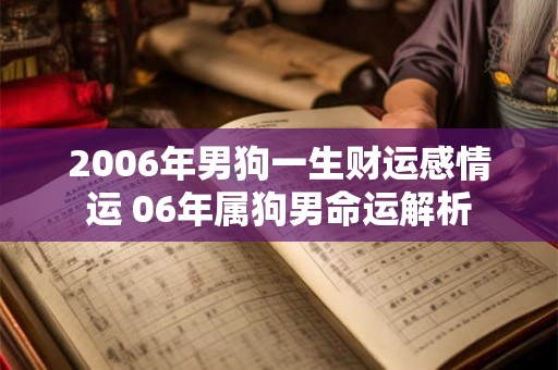 2006年男狗一生财运感情运 06年属狗男命运解析 2006年男狗一生财运感情运 06年属狗男命运解析