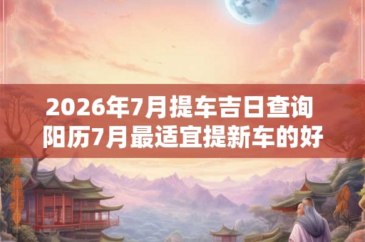 2026年7月提车吉日查询 阳历7月最适宜提新车的好日子！