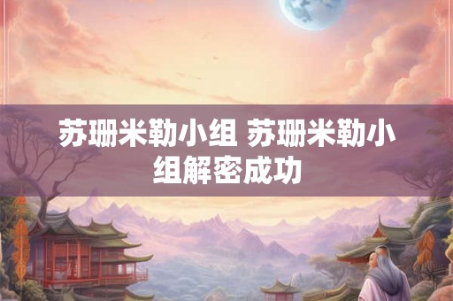 苏珊米勒小组 苏珊米勒小组解密成功