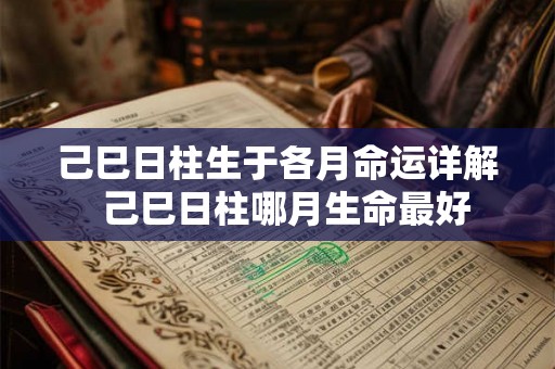 己巳日柱生于各月命运详解  己巳日柱哪月生命最好