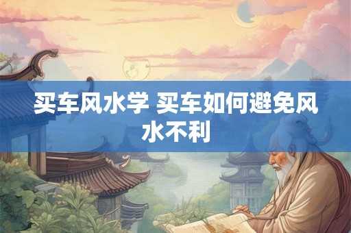 买车风水学 买车如何避免风水不利