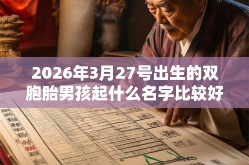 2026年3月27号出生的双胞胎男孩起什么名字比较好，五行属什么