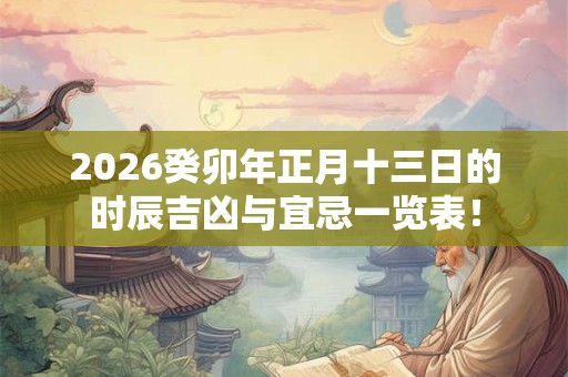 2026癸卯年正月十三日的时辰吉凶与宜忌一览表！