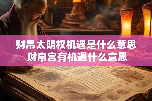 财帛太阴权机遇是什么意思 财帛宫有机遇什么意思