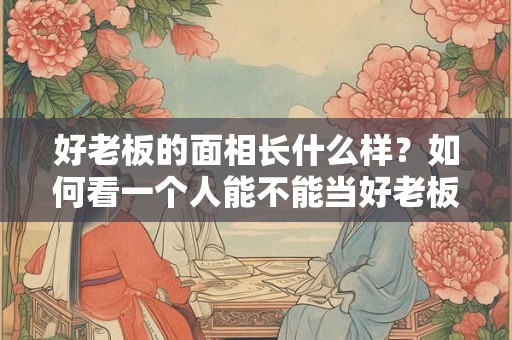 好老板的面相长什么样？如何看一个人能不能当好老板？