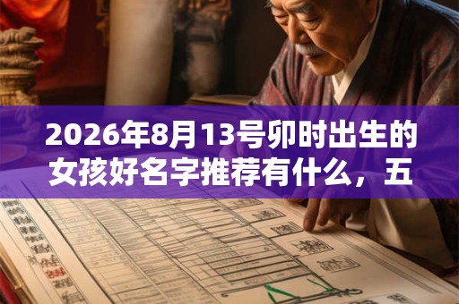 2026年8月13号卯时出生的女孩好名字推荐有什么，五行属什么