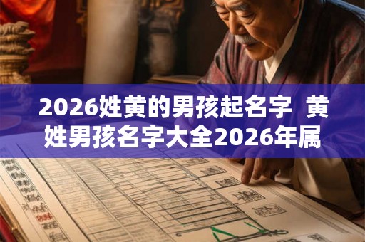 2026姓黄的男孩起名字  黄姓男孩名字大全2026年属牛