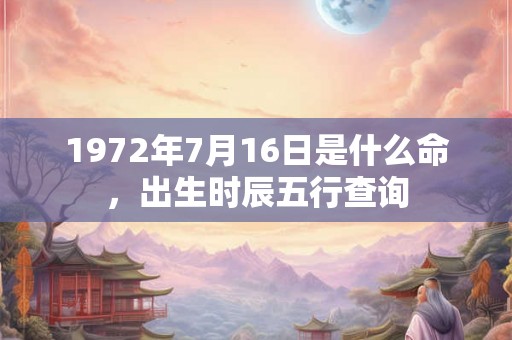 1972年7月16日是什么命，出生时辰五行查询