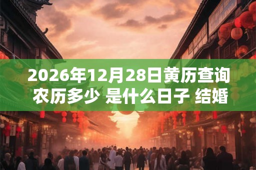2026年12月28日黄历查询 农历多少 是什么日子 结婚吉时