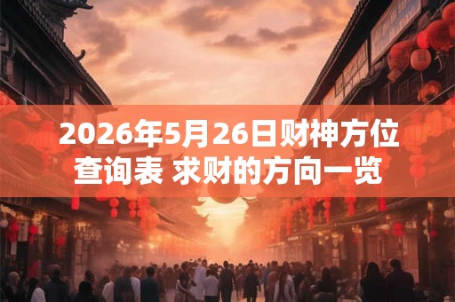 2026年5月26日财神方位查询表 求财的方向一览