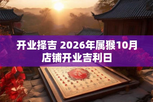 开业择吉 2026年属猴10月店铺开业吉利日 开业择吉 2026年属猴10月店铺开业吉利日