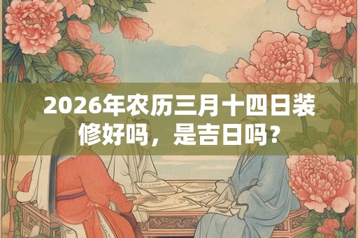 2026年农历三月十四日装修好吗，是吉日吗？