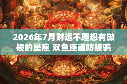 2026年7月财运不理想有破损的星座 双鱼座谨防被骗