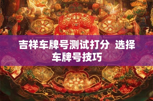 吉祥车牌号测试打分  选择车牌号技巧