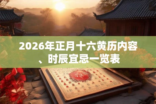 2026年正月十六黄历内容、时辰宜忌一览表