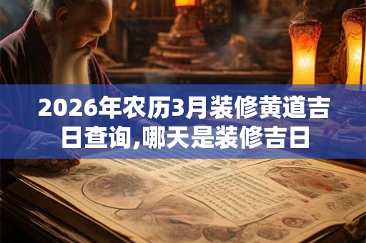 2026年农历3月装修黄道吉日查询,哪天是装修吉日