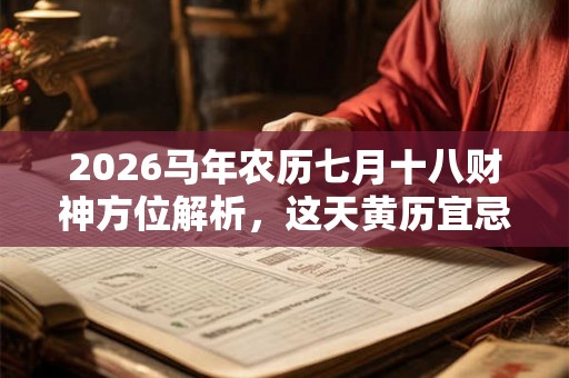 2026马年农历七月十八财神方位解析，这天黄历宜忌查询
