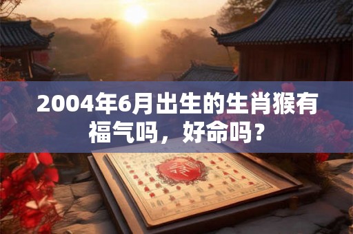 2004年6月出生的生肖猴有福气吗，好命吗？