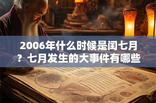 2006年什么时候是闰七月？七月发生的大事件有哪些？