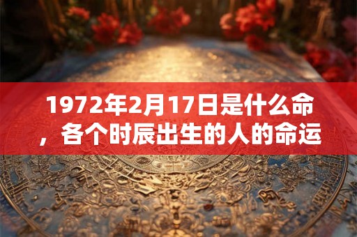 1972年2月17日是什么命，各个时辰出生的人的命运