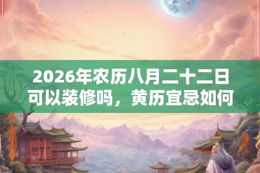 2026年农历八月二十二日可以装修吗，黄历宜忌如何？