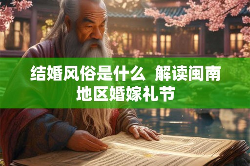 结婚风俗是什么  解读闽南地区婚嫁礼节