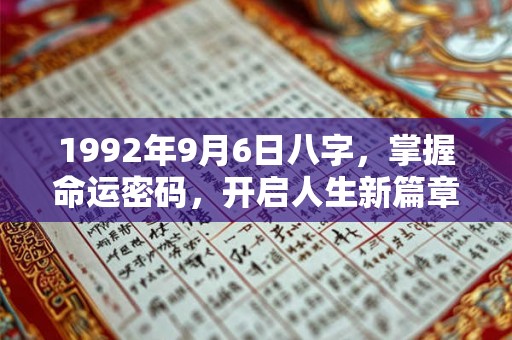 1992年9月6日八字，掌握命运密码，开启人生新篇章！