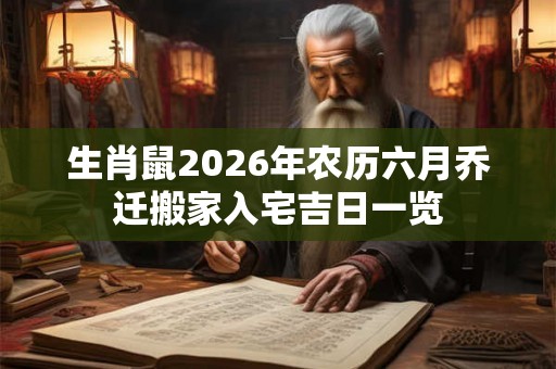 生肖鼠2026年农历六月乔迁搬家入宅吉日一览 生肖鼠2026年农历六月乔迁搬家入宅吉日一览
